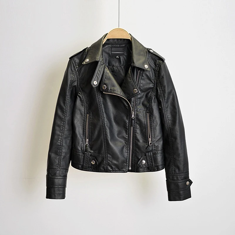 Новое поступление 2019 Женская осенне зимняя кожаная куртка негабаритный бойфренд
