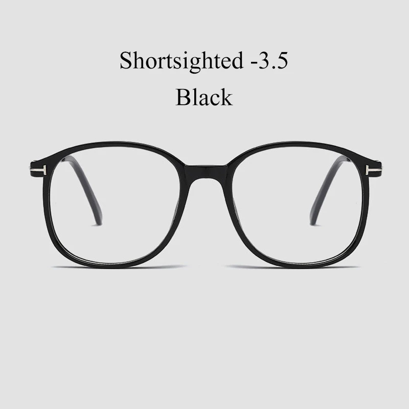 IBOODE для женщин и мужчин готовые очки для близорукости женские мужские круглые близорукие очки для близоруких очки унисекс - Цвет оправы: Black Myopia 3.5
