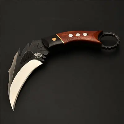 Стальные ножи для когтей охотничий нож Тактический коготь для походов на открытом воздухе Самозащита охотничьи инструменты для выживания нож, керамбит нож 2 - Цвет: Черный