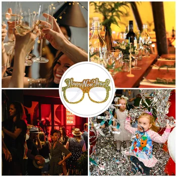 

9Pcs Paper Eyewear Charming Lovely Exquisite New Year Paper Party Glasses Party Glasses Photo Props Party Glasses Frames for Dec
