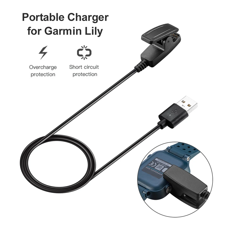 Charger For Garmin Lily 2, USB Charging Cable Cord Charging Dock Charger Stand, 1M