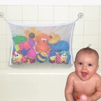 

Household dirty laundry mesh basket kids baby bath tub toy storage net folding hanging bag organiser for bathroom