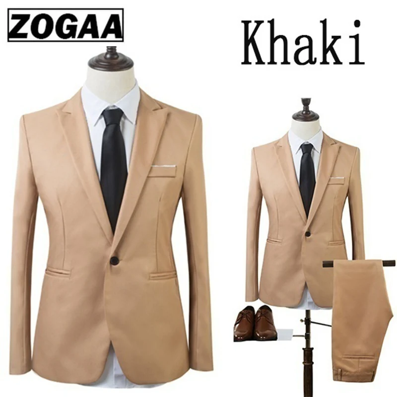 2019 High Quality Men Fashion Slim Suits Male Business Casual Groomsman 2pcs Wedding Suit Men's Jacket Pants Trousers Sets