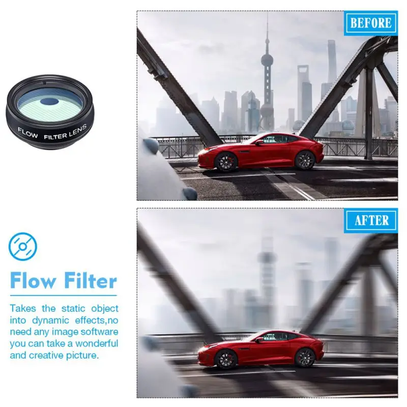 

10-in-1 Cellphone External Lens Kit, Fish Eye/ Wide Angle/ Macro-Lens, Flow/ Radial/ Star Filter, CPL Lenses