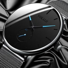 Мужские модные повседневные часы Relogio Masculino, минималистичные мужские деловые часы, мужские сетчатые часы из нержавеющей стали, простые кварцевые часы