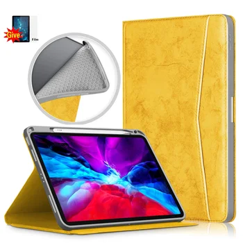 

Premium Business PU Leather Tablet Case for IPad Air 4 10.9'' 2020 Card Wallet Case Pencil Holder for IPad Air 10.9+Soft Film