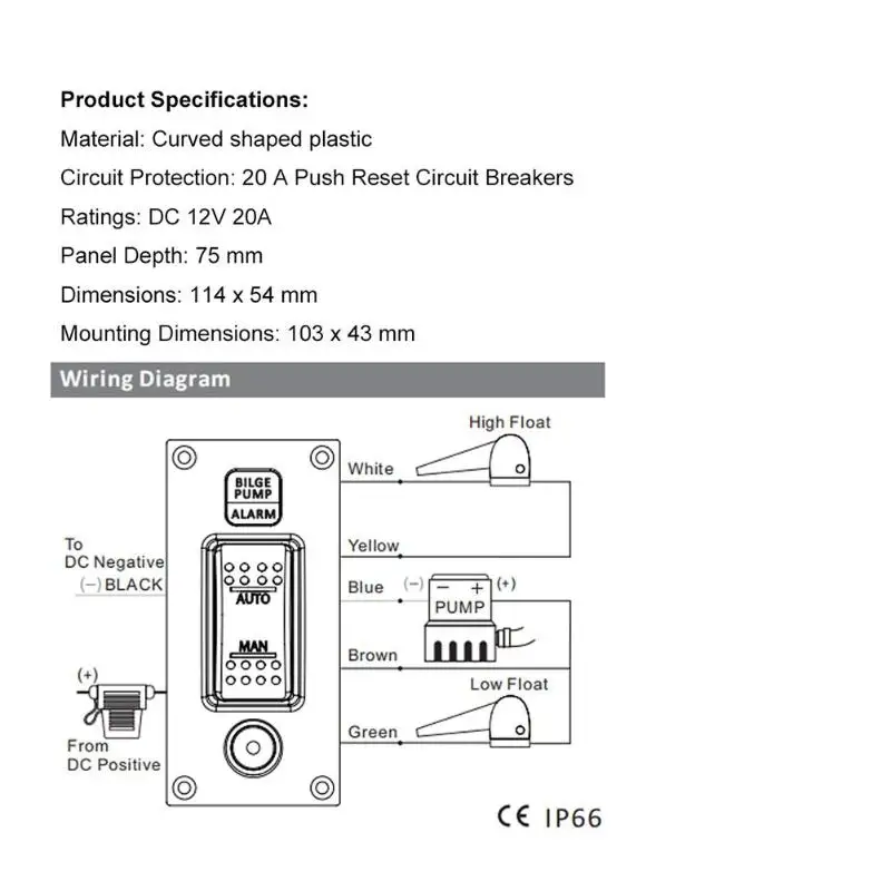 3 способа Трюмная помпа кулисный переключатель+ Сигнализация Панель происходит автоматическое отключение с рисунком человека-IP66 для морской лодки дизайн сигнализация с визуальные и звуковые