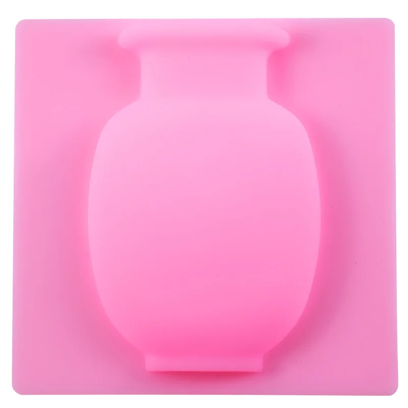 Pink Vase Silicone Sticky Vase Hanging Plant Flower Container for Home Offices Wall Decorations White - Цвет: Pink