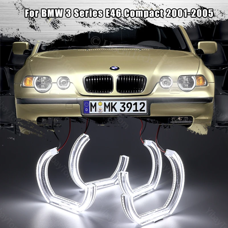 

For BMW 3 Series E46 Compact 2001 2002 2003 2004 2005 Car styling High Quality DTM Style White Crystal LED angel eyes