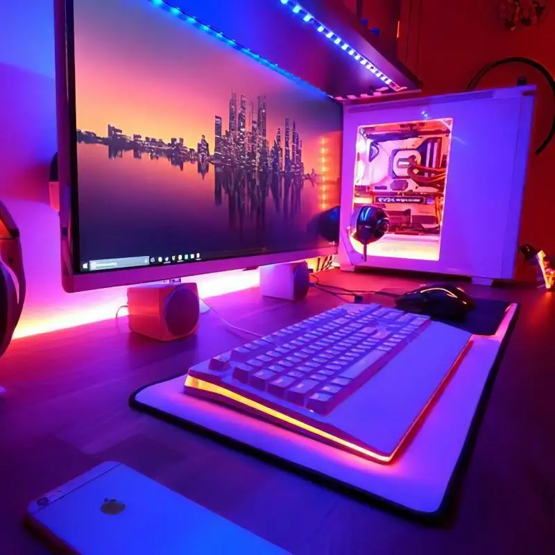 Tira de luces led para de cinta luz adhesiva 5050 SMD, Flexible, 12V, luz de fondo para PC, colores RGB rojo, amarillo, verde|Tiras LED| - AliExpress