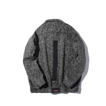 

Slim Fit Men Denim Jeans Coat Long Sleeve Leopard Printed Jacket Spring Casual Male Streetwear Cowboy Hip Hop Vintage Jackets
