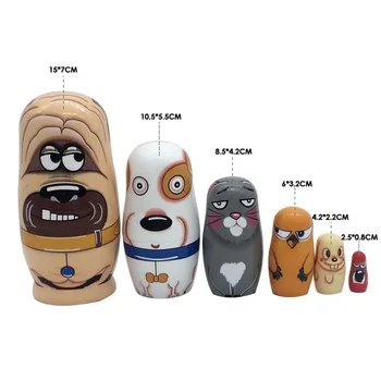 

2019 Hot Sale Russian Doll Lovely Mini Animal Theme Nesting Dolls Handmade Set Perfect For Kids Gift Nesting Dolls