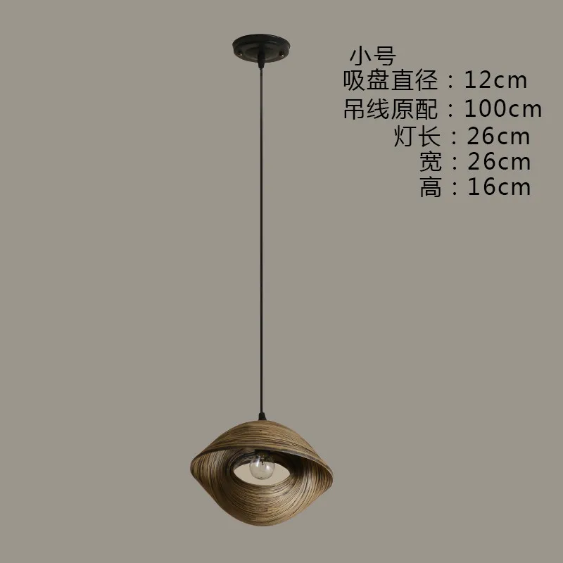 Pendant Lighting Bamboo Lampshade Art hanging lamps Southeast Designer Creative Lighting Restaurant Bar Small Lighting Led E27 - Цвет корпуса: 26x26x16cm