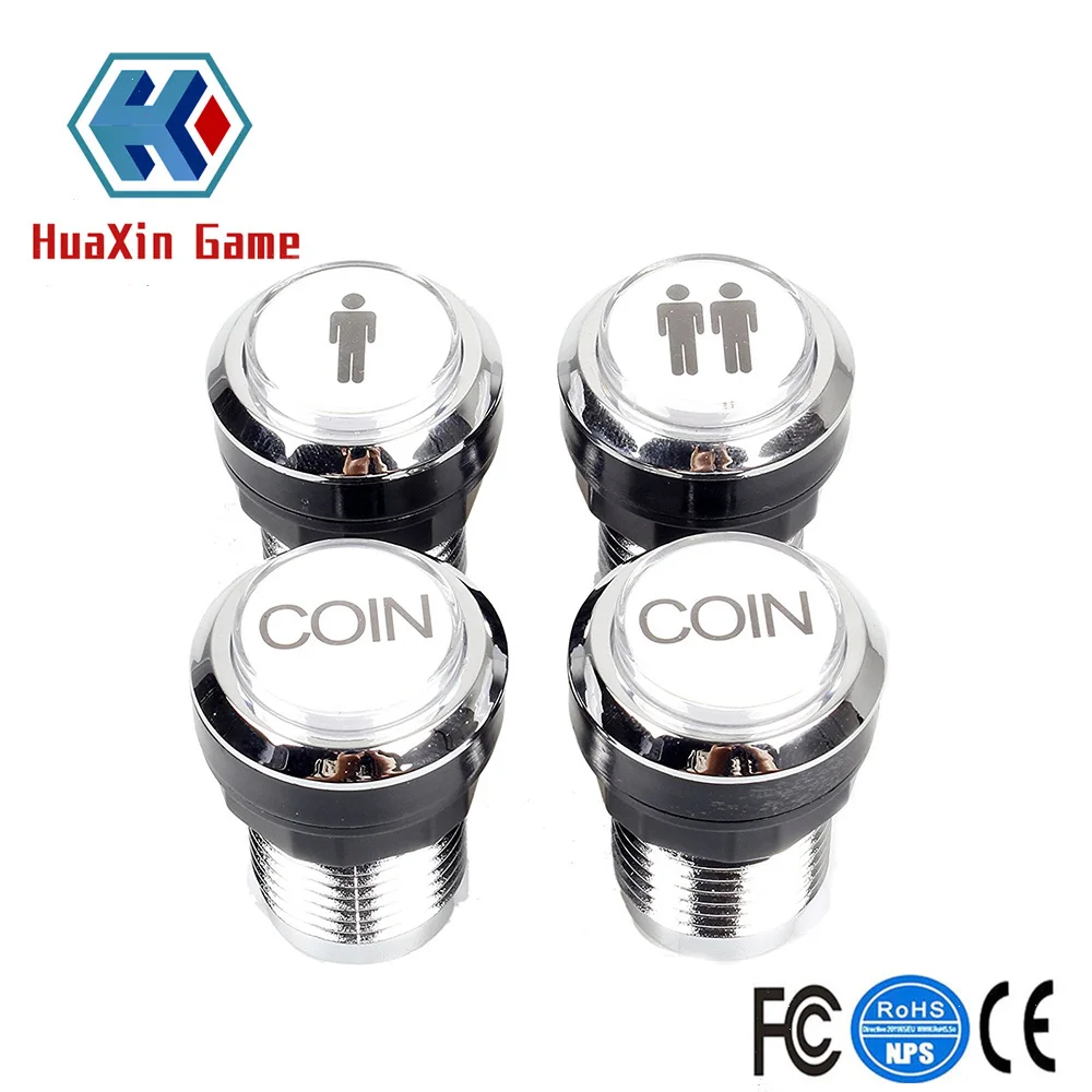 

Arcade Buttons Chrome Silver Plated 5V / 12V LED Illuminated Push Button 1P / 2P Player Start Buttons / 2x Coin Buttons