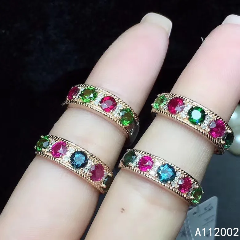 KJJEAXCMY fine jewelry natural Tourmaline 925 sterling silver new women gemstone ring support test noble | Украшения и аксессуары