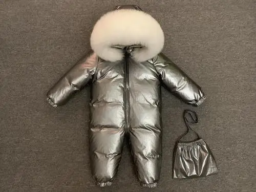 white fur silvergray Детский пуховик; верхняя одежда; зимняя Лыжная одежда; зимняя куртка для девочек и мальчиков; Верхняя одежда для малышей; зимний комбинезон; пальто - Цвет: white fur silvergray