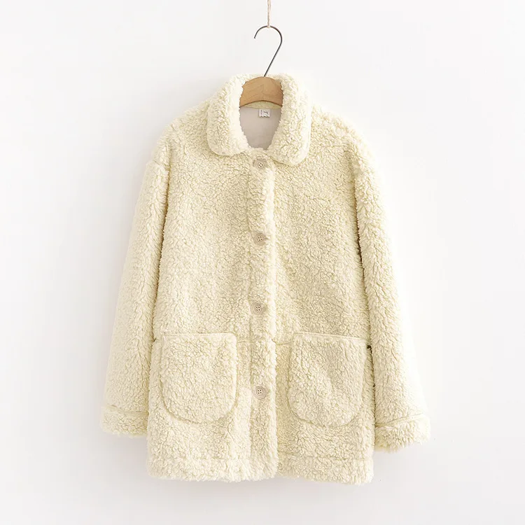 

College Style Loose-Fit Versatile Hipster Mid-length Curly Yarn Cotton-padded Clothes Student Coat Women's Fashion 18323