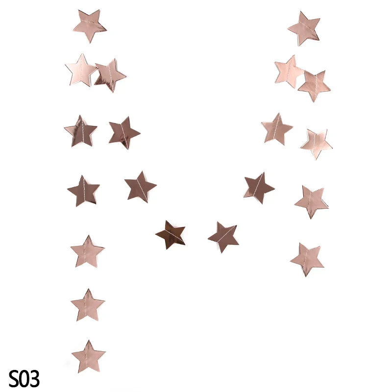 4m Star Heart Shape Double Mirror Paper Garland Color Round Creative Accessories Birthday Wedding Party Hanging Flag Home Decor - Цвет: S03