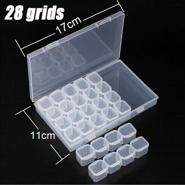 Műanyag 28 Résidők Köröm Művészeti Szerszámok Ékszertároló Doboz Tok Szervező Gyöngyök Kijelző Gyémánt Hímzés Tiszta Tároló Tartó - Image 5