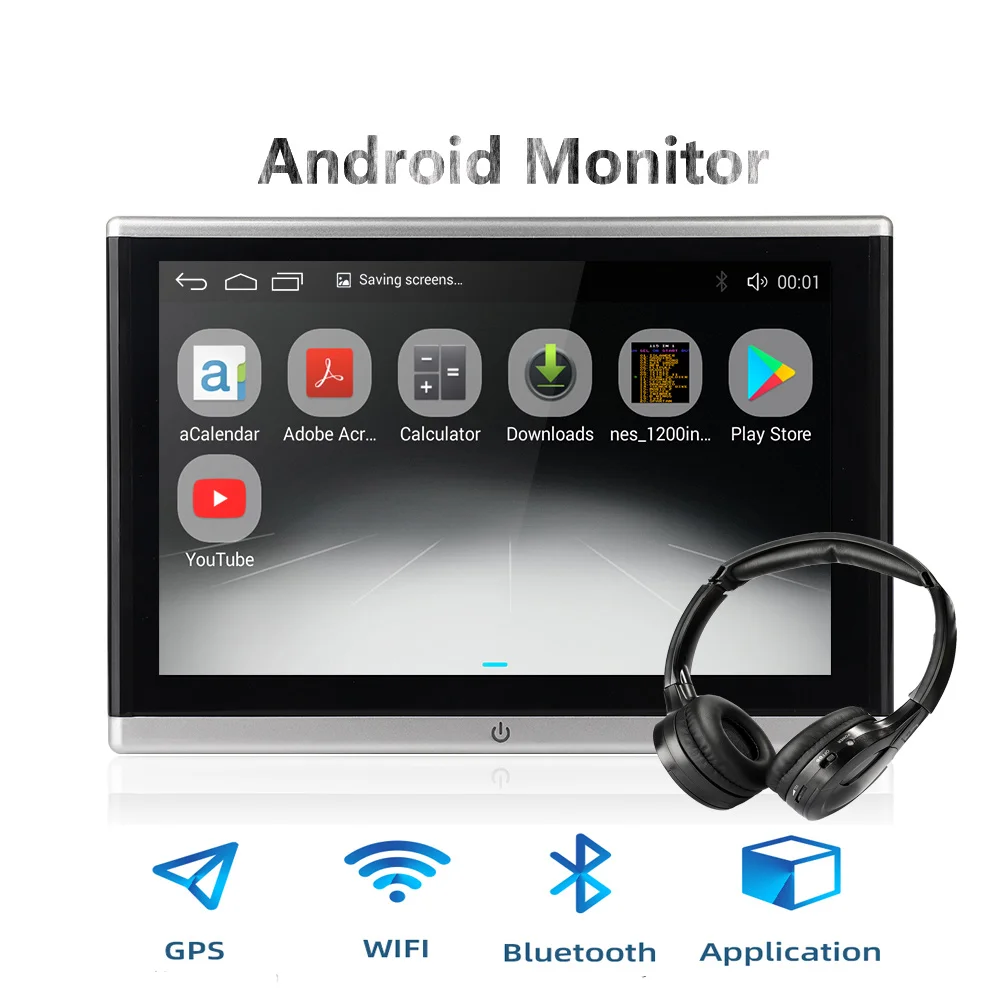 Android OS автомобильный подголовник монитор видео плеер USB/SD/FM TFT lcd цифровой экран сенсорная кнопка игры пульт дистанционного управления автомобиля MP5 плеер - Цвет: Monitor With headset
