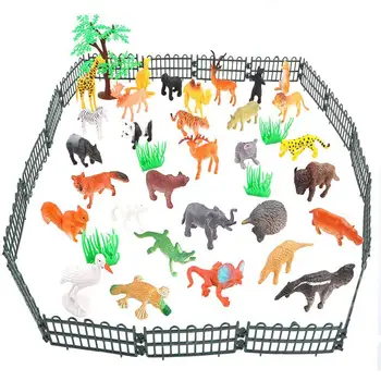 

53pcs Jungle Animal Model Simulation Animal World Toy Set Plastic Animal Doll Child Recognition Animal Educational Toys