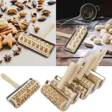 Прочная ручная Экологически чистая Рождественская печать скалка для кухни 0,3 кг показано на картинке