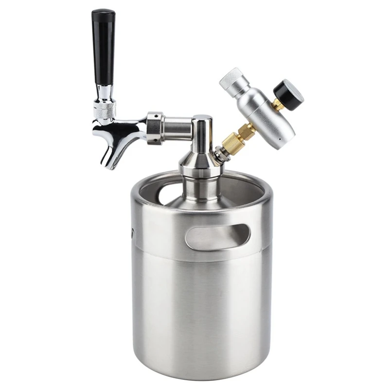 

2L Mini Stainless Steel Beer Keg with Faucet Pressurized Wine Shaker Home Beer Brewing Craft Beer Dispenser Growler Beer Keg Sys