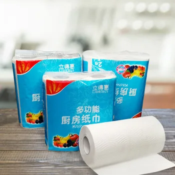 

10Rolls Household Multifunction Thicken Wood Pulp Kitchen Disposable Paper Towel Kitchen Oil Absorption Cleaning Facial Tissue