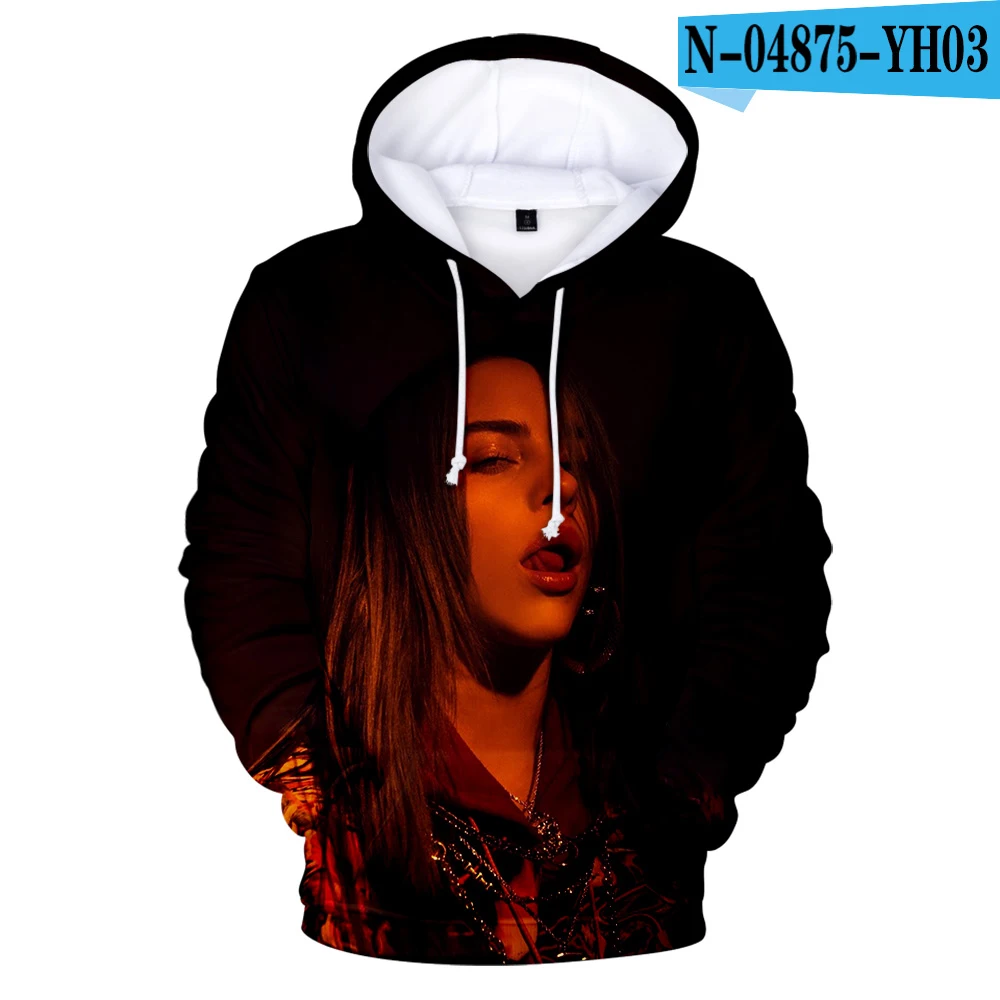 Billie Eilish женская новая 3D модная толстовка женская/Мужская мода осень и зима популярный универсальный пуловер Спортивная одежда - Цвет: 3D