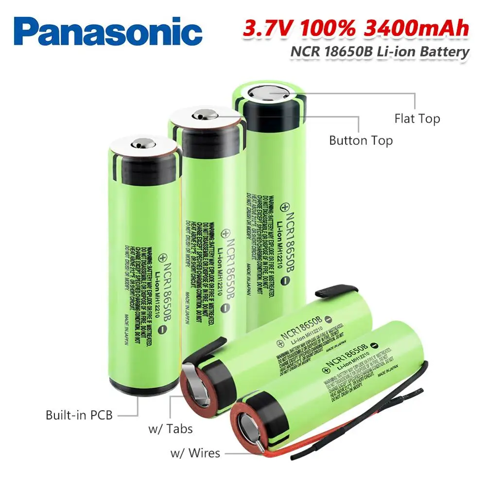 Высокий расход 20A NCR 18650B аккумулятор 3,7 V 3400mAh аккумуляторные батареи с вкладками/линиями Кнопка сверху/плоский внешний аккумулятор фонарик