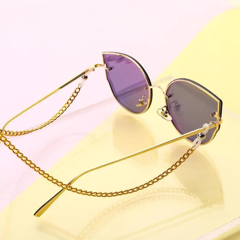 4pcs/set Fashion Eyeglasses Unisex Sunglasses Decoration Anti-skid Trend Fashion Popular Chain Glasses Clean Cloth Box Gift