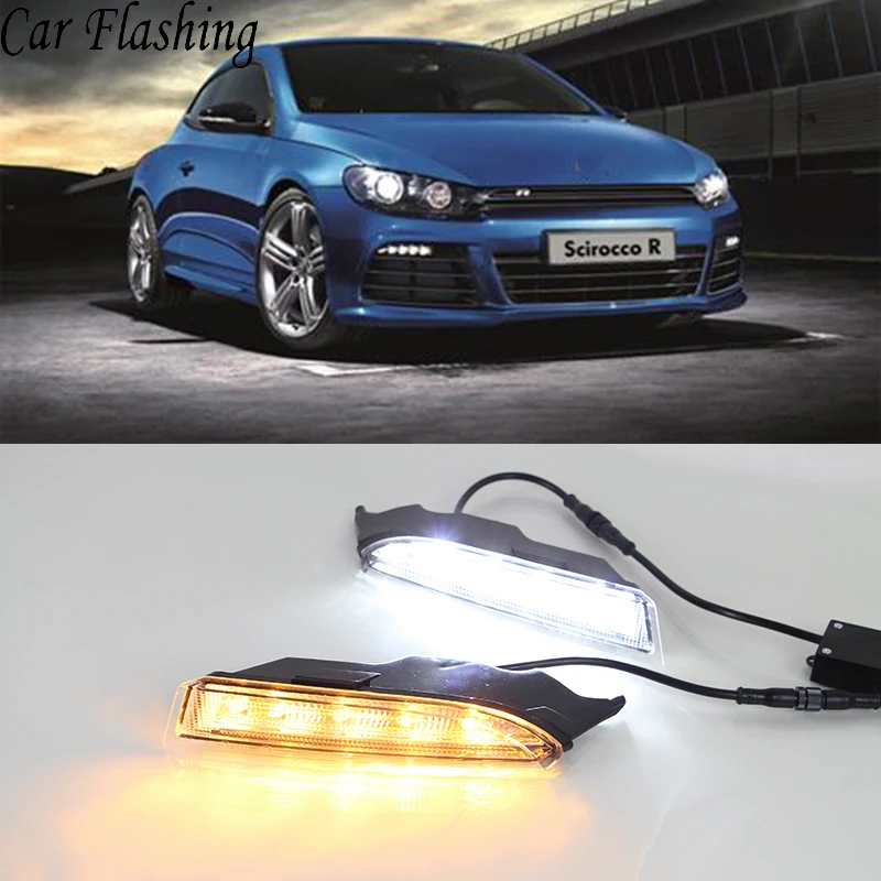 Автомобильная проблесковая 2 шт. DRL для Volkswagen VW Scirocco R 2010 2011 2012 2013 2014 светодиодный