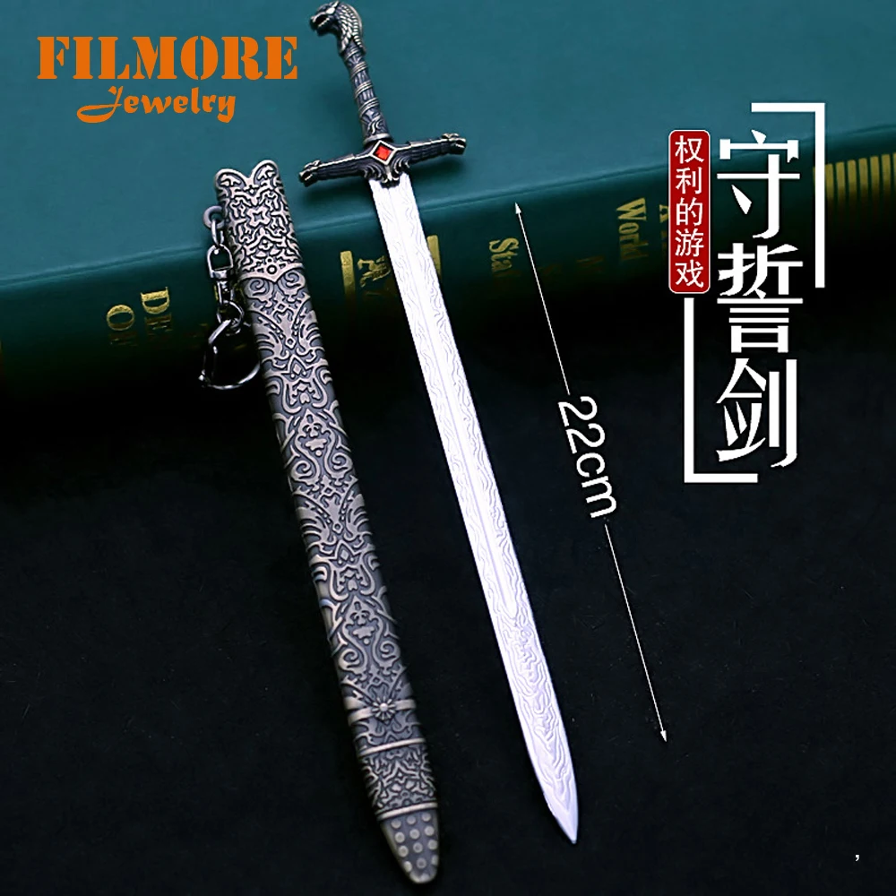 

22cm Game of Thrones House Stark of Winterfell Sword Keychain GOT Game of Thrones Metal Zinc Alloy Key Chain For Men Jewelry
