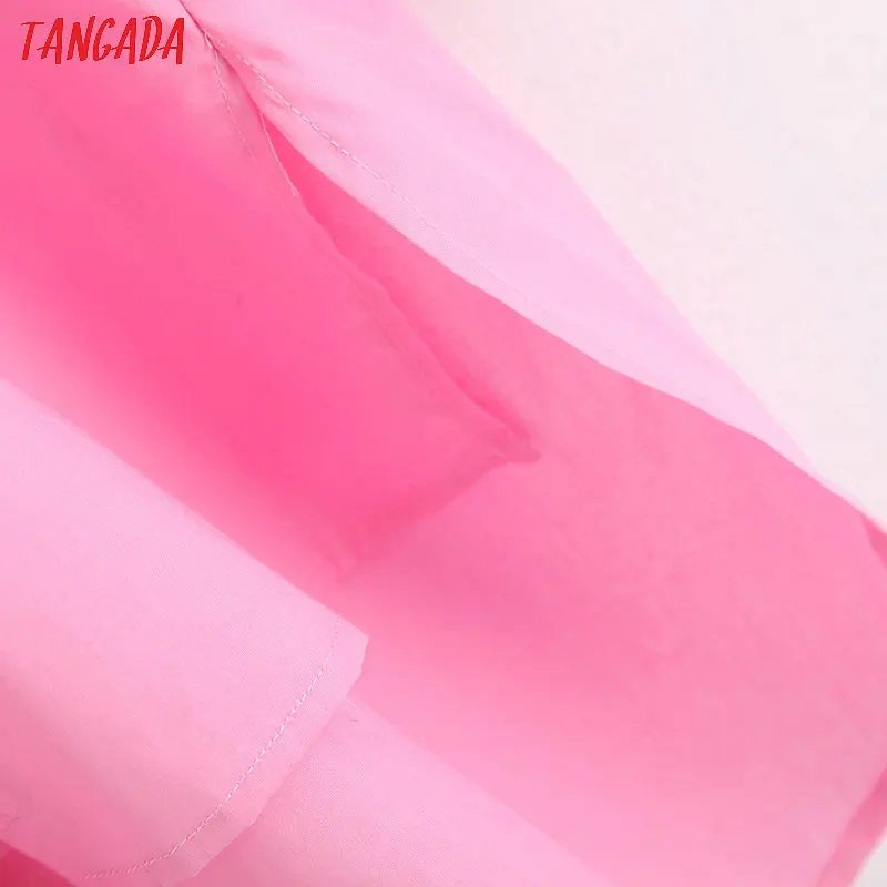 Tangada Женская белая блузка с бусинами и пуговицами, большие размеры, длинный рукав, шикарная винтажная Повседневная рубашка, blusas femininas BE110