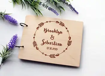 

Wedding Guest book Personalised Guest Book Personalised Wooden Album Romantic Photo Album Script Book Rustic Guest Book Elegant