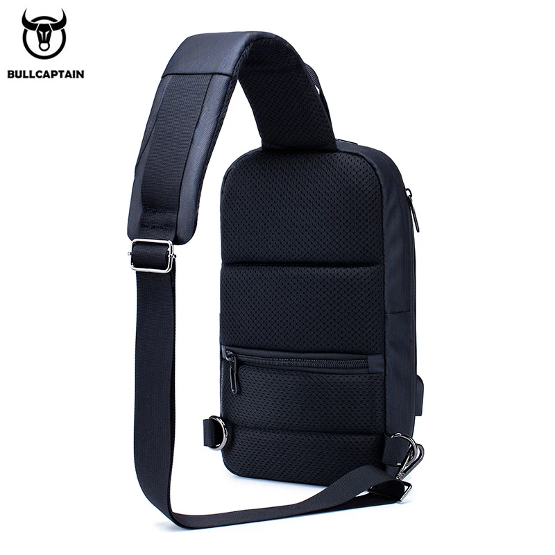 BULLCAPTAIN 2021 New Men's Multifunctional Messenger Bag USB Rechargeable Chest Backpack Waterproof Short Trip