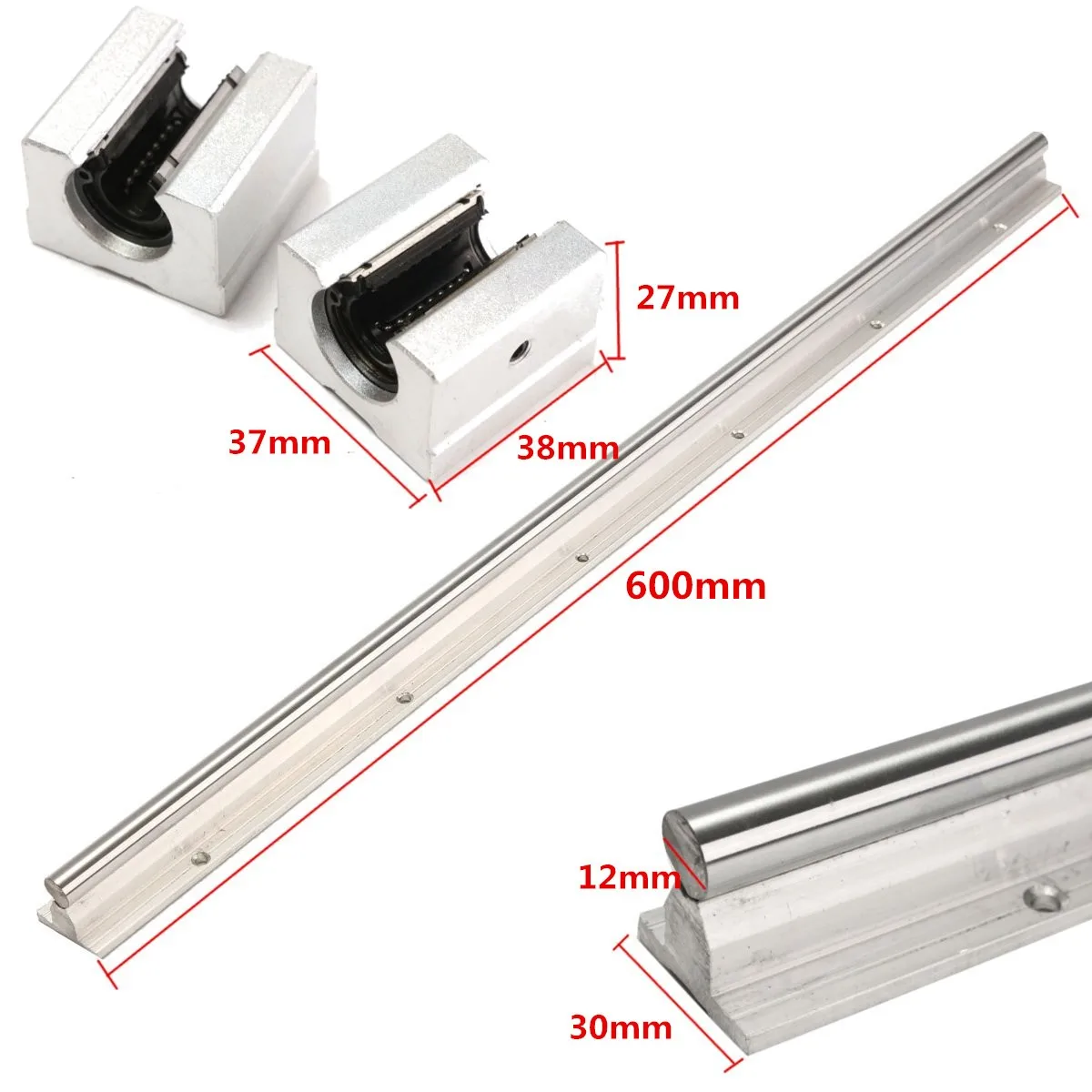SBR12-600mm полностью поддерживается 12 мм линейный подшипник рельсы вал стержень+ 2x SBR12UU Блок линейные направляющие