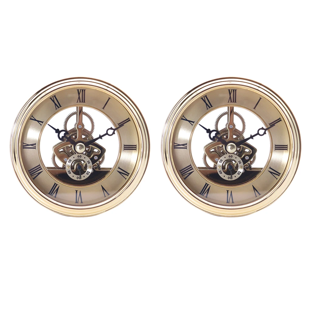 

2Pcs 97mm Dial Bezel Metal Chromed Gold Clock Watch Insert Quartz Movement DIY