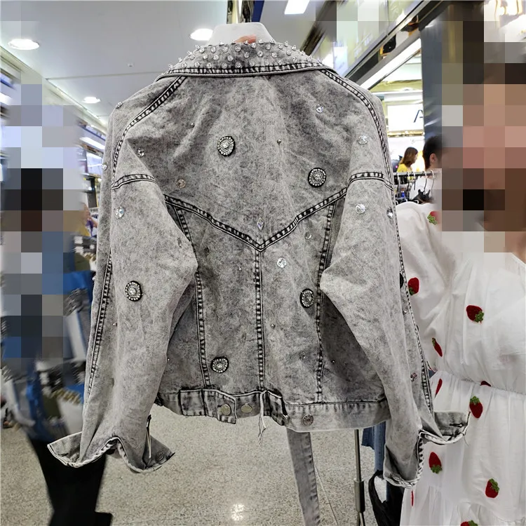 Европейская осень Новая красивая ковбойская Женская Короткая свободная джинсовая куртка