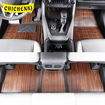 

For Toyota RAV4 XA50 2019 2020 Car Accessories Floor Mats Set for Front 2nd Row Synthetic Wood Tray Wooden Pad Foot Mat Carpets