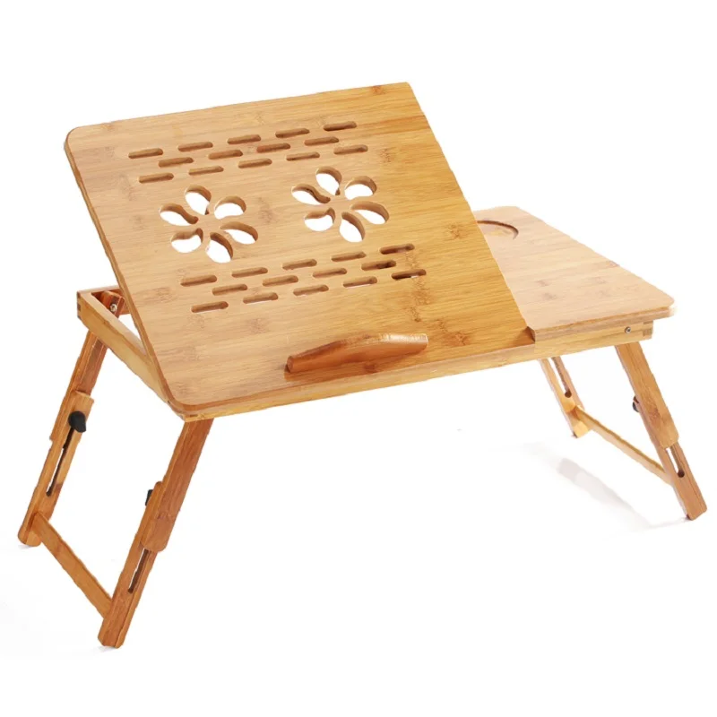 

JOYLIVE Portable Folding Bamboo Laptop Table Sofa Bed Office Laptop Stand Desk With Fan Bed Table For Computer Notebook Books