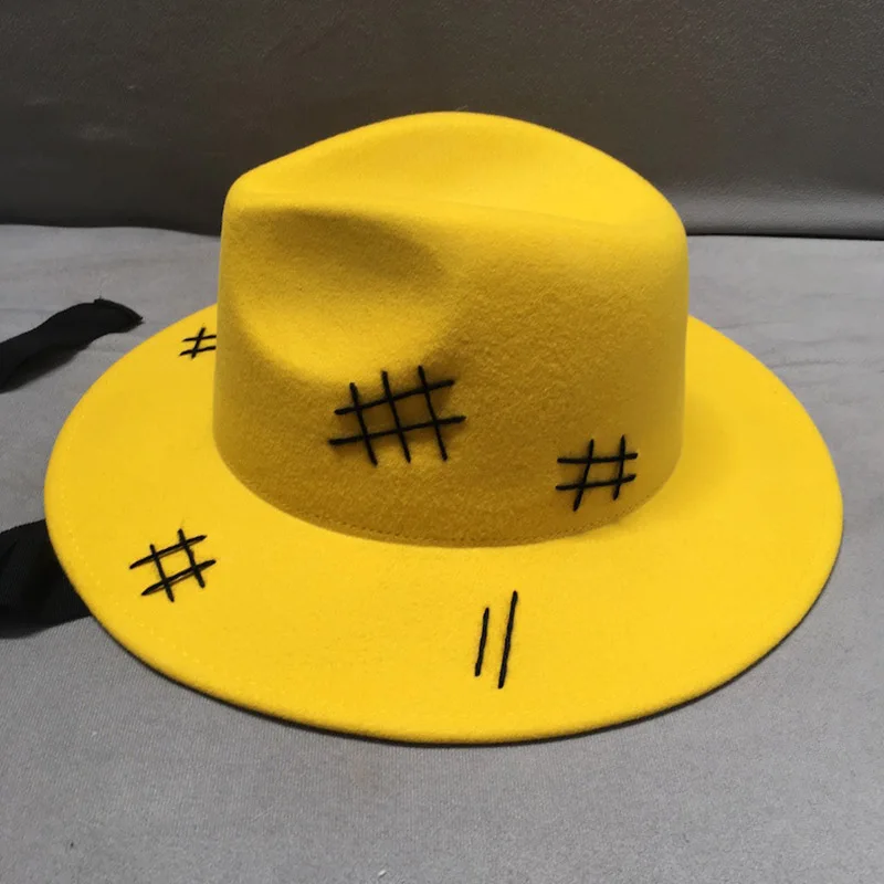 New Fashion cappello di feltro di lana giallo tesa larga Casual nero  allacciato autunno inverno cappello da sole uomo donna feltro Porkpie Jazz  cappello Fedora|Women's Fedoras| - AliExpress
