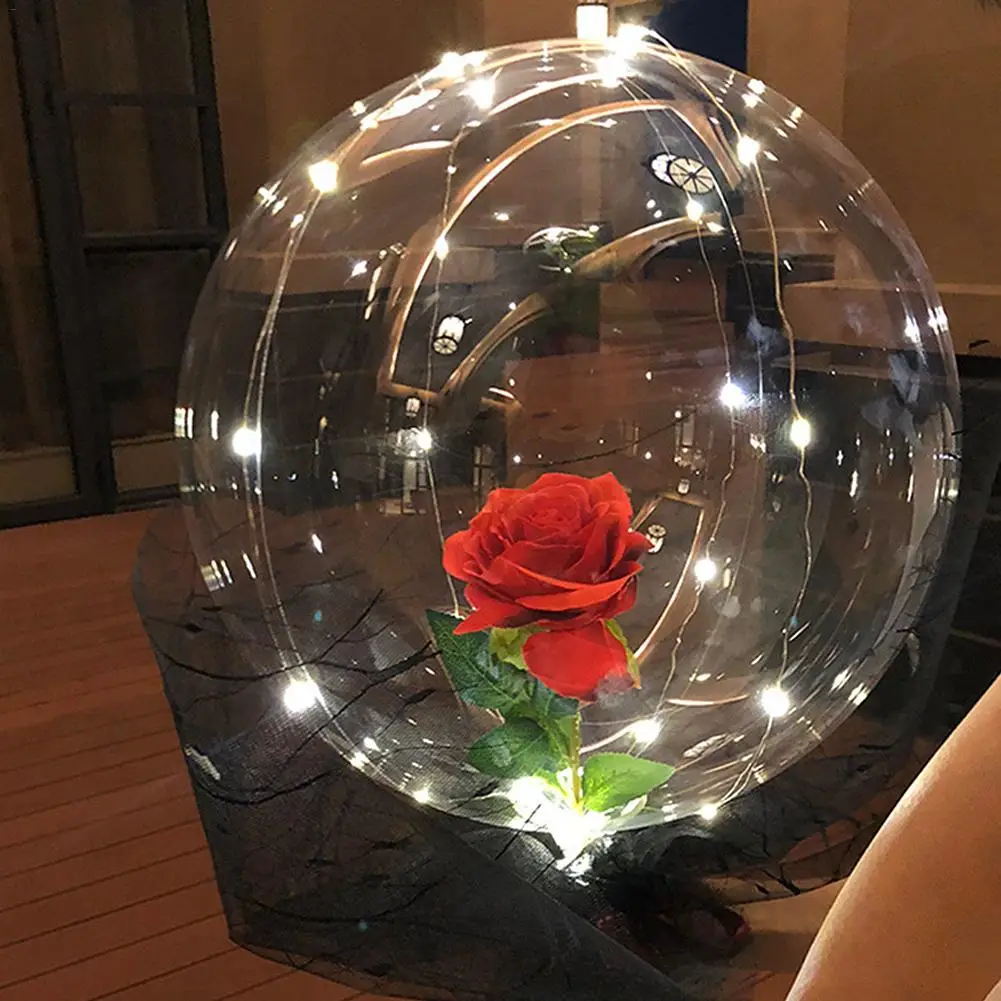 Светодиодный светящийся шар прозрачный Круглый букет роз БОБО шар День рождения свадебное украшение день Святого Валентина надувные шарики подарок