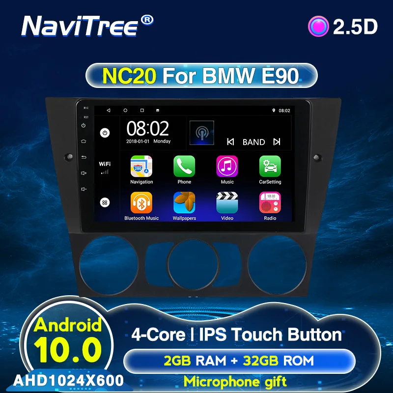 Android 10.0 Auto Radio For BMW/320/328/3 Series E90/E91/E92/E93 2005-2012 Car Multimedia Video Player GPS support DVR Camera BT |