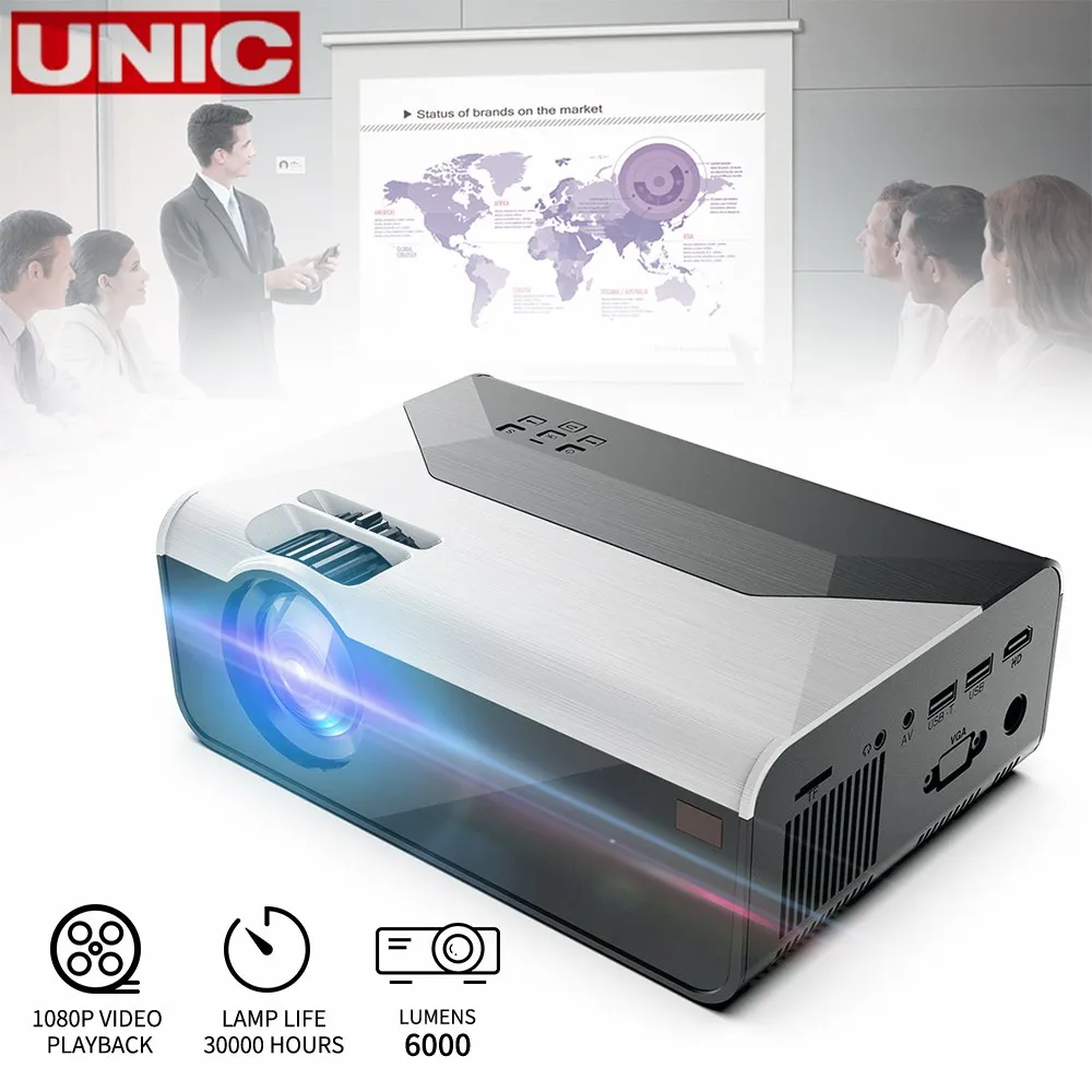 Видеопроектор UNIC G08 480/720P Full HD Android Wi Fi поддержка AC3 150 дюймов светодиодный
