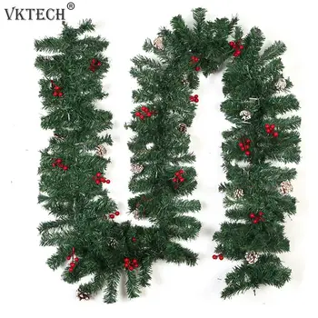 

Artificial Christmas Rattan Wreath Christmas Tree Ornament Door Stairs Decor Garland Pendant Christmas Decorations for Home