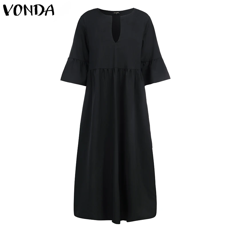 VONDA, летнее платье для беременных,, сексуальное, v-образный вырез, половинный рукав, сплошной цвет, Платья для вечеринок, пляжный сарафан, богемный стиль, платья для беременных
