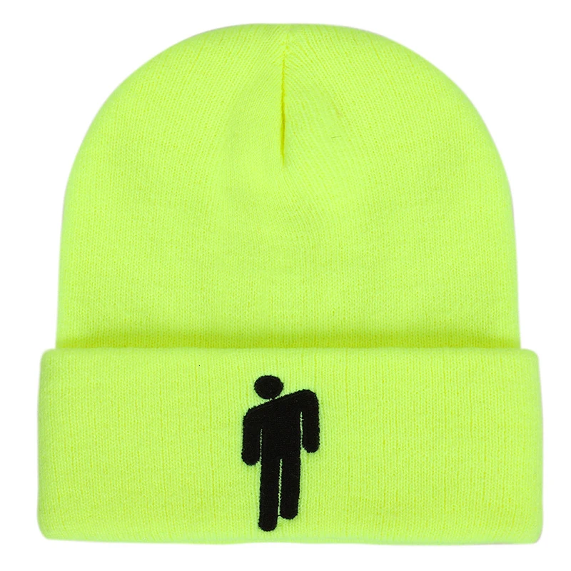 Лидер продаж, вязаные шапки Billie Eilish для девочек и мальчиков, Повседневная зимняя шапка с вышивкой, простая Мужская и женская кепка в стиле хип-хоп - Цвет: Color 17