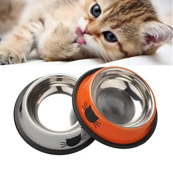 

Cat Bolws Pet Feeding Bowls Tool Stainless Steel Anti-skid Water Bowl Food Dish Dog Feeder Bowl For Dogs Cats Supplies