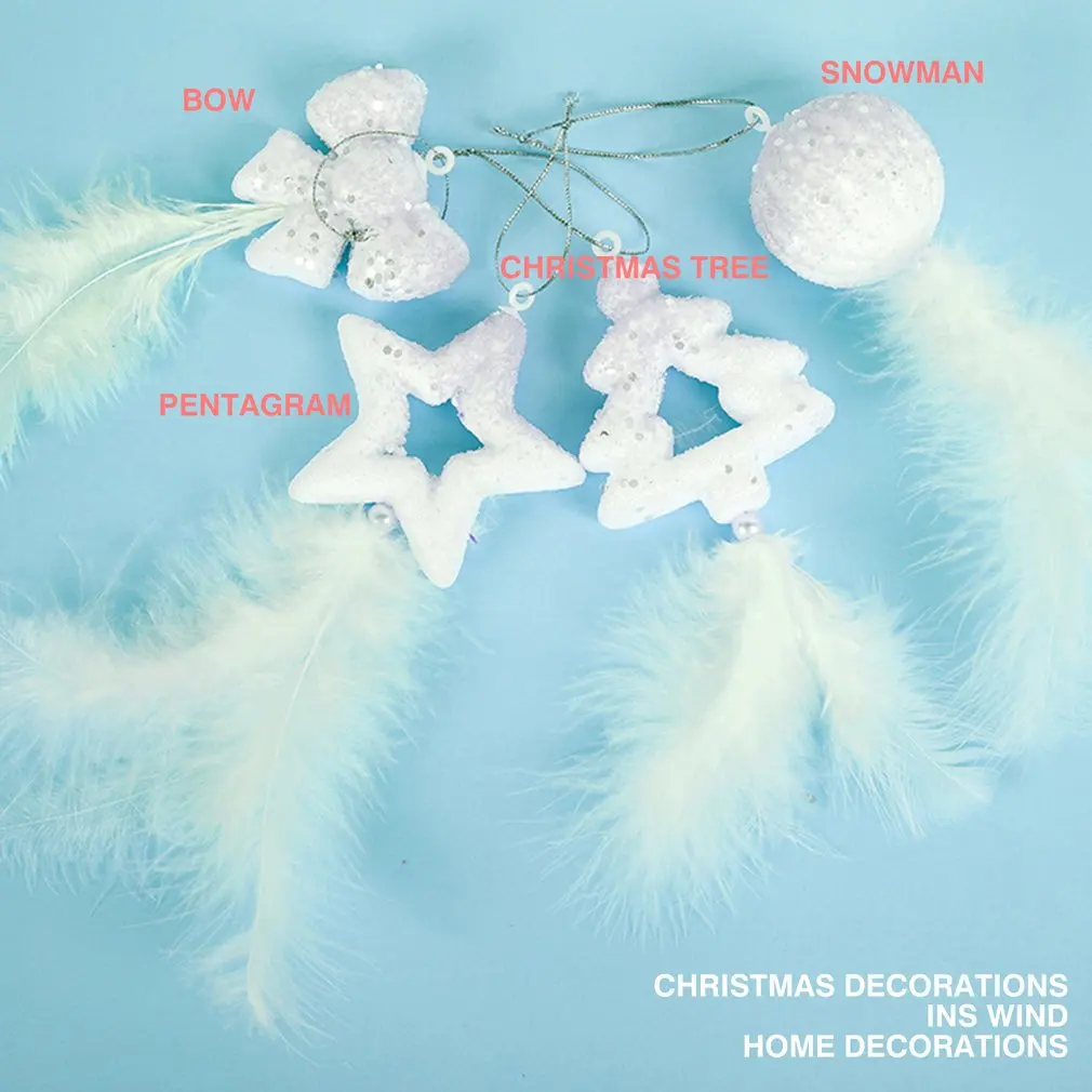 

Christmas Decorations White Foam Feathers Christmas Tree Decoration Pendant Minimalist Home Decorations